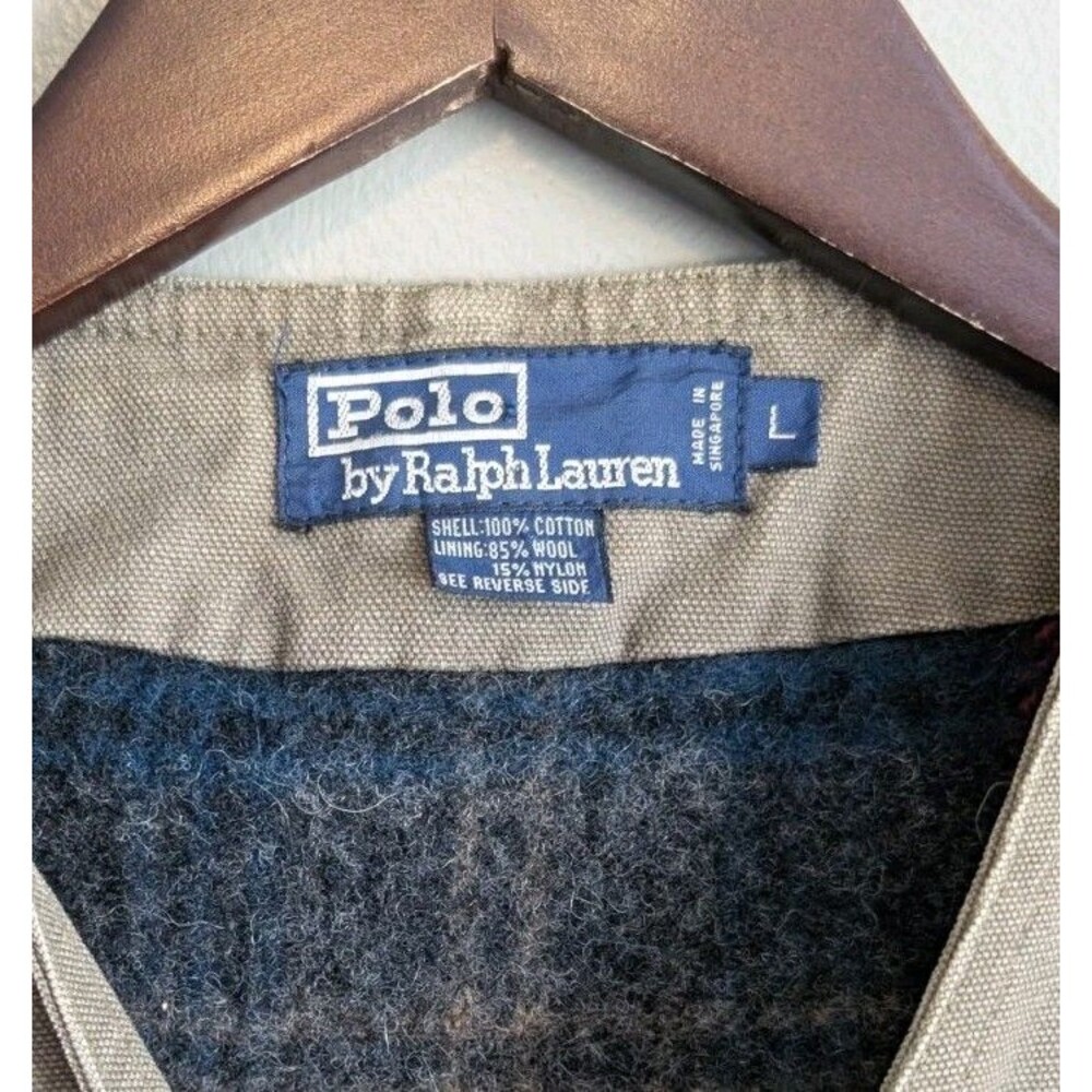 Polo Ralph Lauren Mens Large Hunting Utility Vest Canvas Wool Lined Field Jacket - Picture 2 of 7